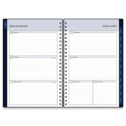 Best 8 in.x 5 in. 12-Month (Jan to Dec): 2026 Passages Weekly/Monthly Planner - Navy Cover Paper & Printables