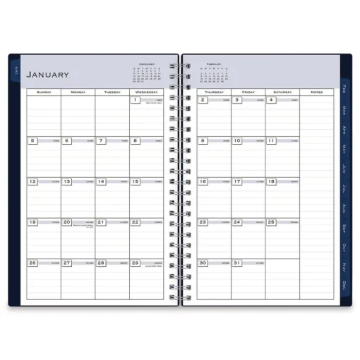 Best 8 in.x 5 in. 12-Month (Jan to Dec): 2026 Passages Weekly/Monthly Planner - Navy Cover Paper & Printables