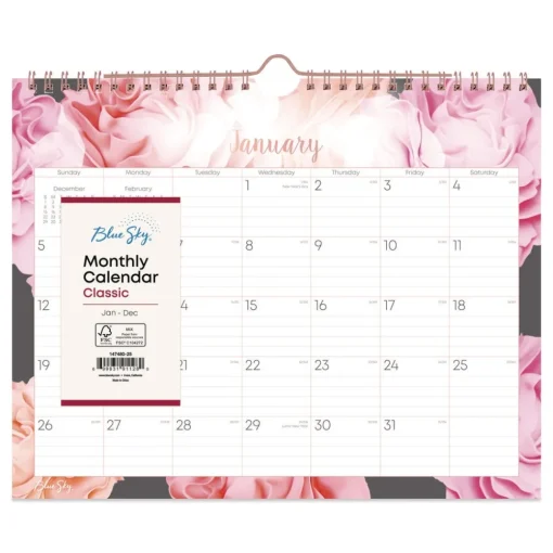 Best 12-Month (Jan to Dec): 2026 Joselyn Monthly Wall Calendar - Floral Artwork, White/Multicolor Sheets Calendars & Planners