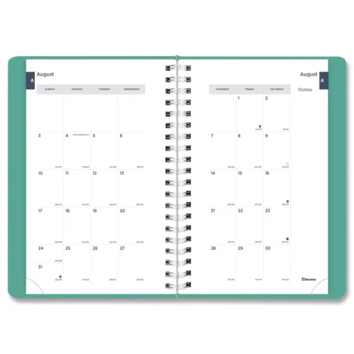 Sale 8 in. x 5 in. 12-Month (Aug 2025-Jul 2026) Academic Daily/Monthly Planner - Cyan Cover Calendars & Planners