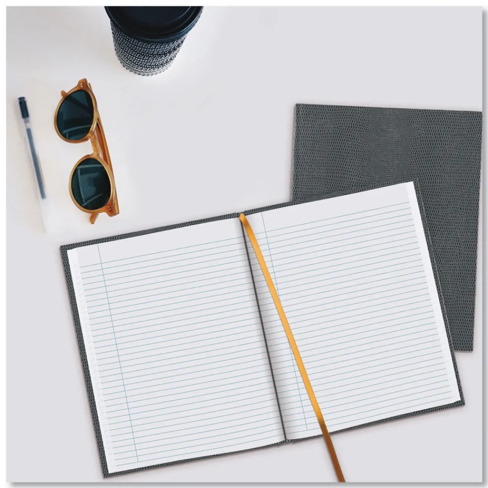 Best 10.75 in. x 8.5 in. Sheets Medium/College Rule 1-Subject Executive Notebook with Ribbon Bookmark - Cool Gray Cover Paper & Printables