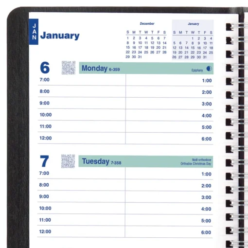 Online 12-Month (Jan to Dec): 2026 8 in. x 5 in. Plan and Link Weekly Planner - Black Cover Calendars & Planners