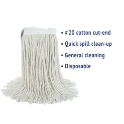 Clearance #20 Cut-End Cotton Wet Mop Head - White Cleaning & Janitorial Supplies