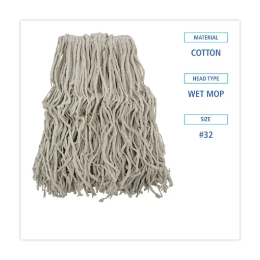 #32 Cut-End Cotton Mop Head - White (12/Carton) Cleaning & Janitorial Supplies