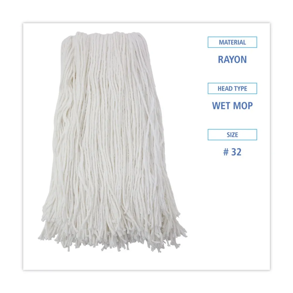 New #32 Cut-End Rayon Wet Mop Head - White (12/Carton) Cleaning & Janitorial Supplies
