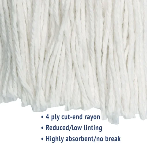 #24 Cut-End Rayon Wet Mop Head - White (12/Carton) Cleaning & Janitorial Supplies