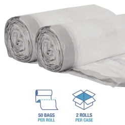 Hot 13 Gallon 24 in. x 28 in. Drawstring Kitchen Bags - White (50 Bags/Roll, 2 Rolls/Carton) Trash & Waste Bins