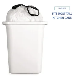 Hot 13 Gallon 24 in. x 28 in. Drawstring Kitchen Bags - White (50 Bags/Roll, 2 Rolls/Carton) Trash & Waste Bins