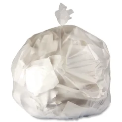 New 16 Gallon 8 mic 24 in. x 33 in. Perforated Roll High-Density Can Liners - Natural (1000/Carton) Trash & Waste Bins