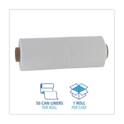 Clearance 60 Gallon 2.7 mil 38 in. x 63 in. Industrial Drum Liners Rolls - Clear (50/Carton) Trash & Waste Bins
