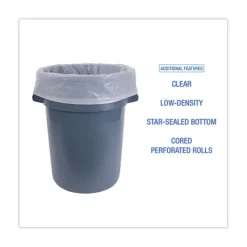 Clearance 60 Gallon 2.7 mil 38 in. x 63 in. Industrial Drum Liners Rolls - Clear (50/Carton) Trash & Waste Bins