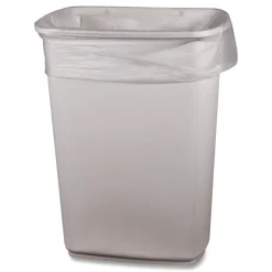 Online 33 Gallon 0.65 mil 33 in. x 39 in. Perforated Roll Low-Density Waste Can Liners - Clear (250/Carton) Trash & Waste Bins