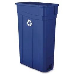 Best 23 Gallon Polypropylene Slim Recycling Container - Blue Trash & Waste Bins