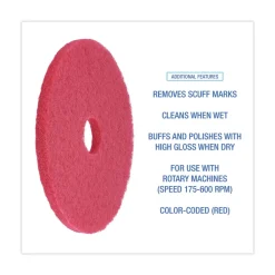 New 18 in. Diameter Buffing Floor Pads - Red (5/Carton) Cleaning & Janitorial Supplies