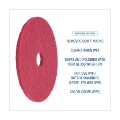 New 19 in. Diameter Buffing Floor Pads - Red (5/Carton) Cleaning & Janitorial Supplies