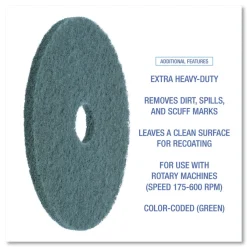 Clearance 20 in. Diameter Heavy-Duty Scrubbing Floor Pads - Green (5/Carton) Cleaning & Janitorial Supplies