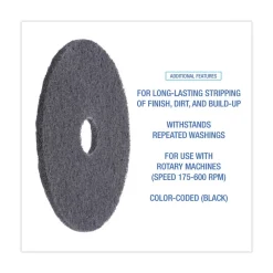 Clearance 17 in. Diameter High Performance Stripping Floor Pads - Black (5/Carton) Cleaning & Janitorial Supplies
