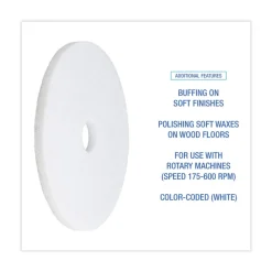 Best 19 in. Diameter Polishing Floor Pads - White (5/Carton) Cleaning & Janitorial Supplies