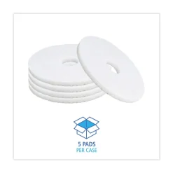 Clearance 15 in. Diameter Polishing Floor Pads - White (5/Carton) Cleaning & Janitorial Supplies