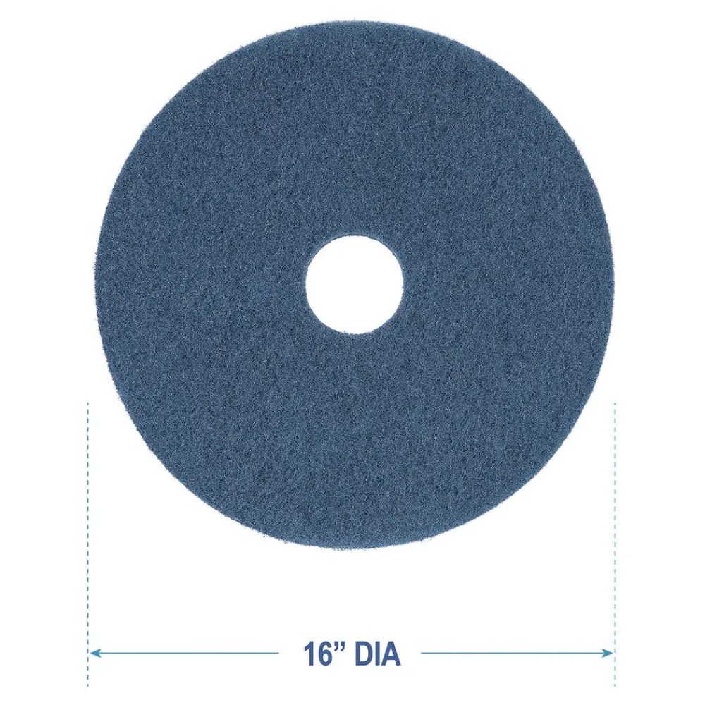 16 in. Diameter Scrubbing Floor Pads - Blue (5/Carton) Cleaning & Janitorial Supplies