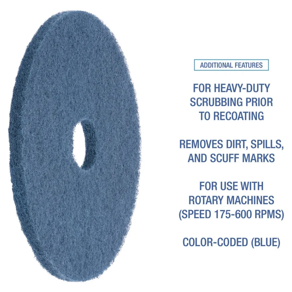 16 in. Diameter Scrubbing Floor Pads - Blue (5/Carton) Cleaning & Janitorial Supplies