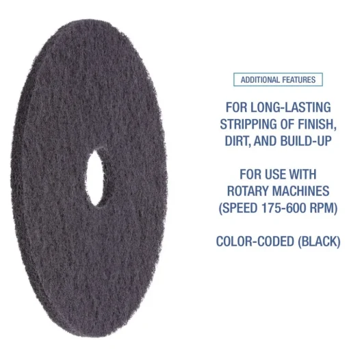14 in. Diameter Stripping Floor Pads - Black (5/Carton) Cleaning & Janitorial Supplies