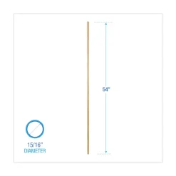 Online 0.94 in. Diameter x 54 in. Lacquered Hardwood Threaded End Broom Handle - Natural Cleaning & Janitorial Supplies