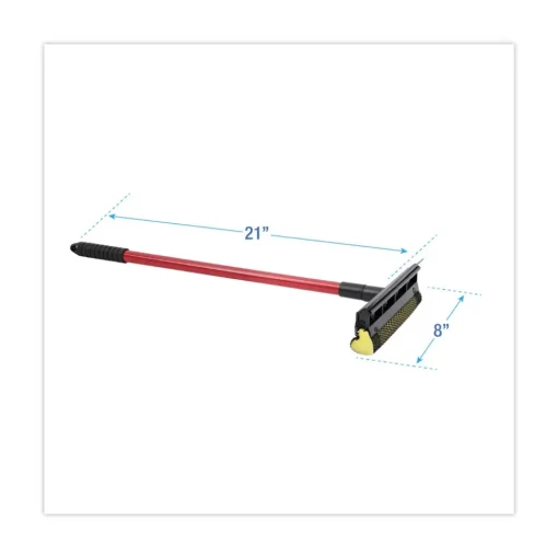 Hot 21 in. Handle 8 in. Wide Blade General-Duty Squeegee - Black/Red Cleaning & Janitorial Supplies