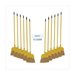Discount 53 in. Handle Poly Bristle Angler Broom - Yellow (1-Dozen) Cleaning & Janitorial Supplies