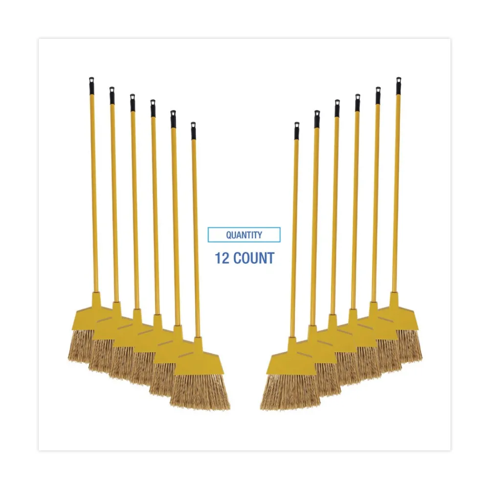 Discount 53 in. Handle Poly Bristle Angler Broom - Yellow (1-Dozen) Cleaning & Janitorial Supplies