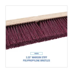 Clearance 3.25 in. Maroon Stiff Polypropylene Bristles 24 in. Brush Floor Brush Head Cleaning & Janitorial Supplies
