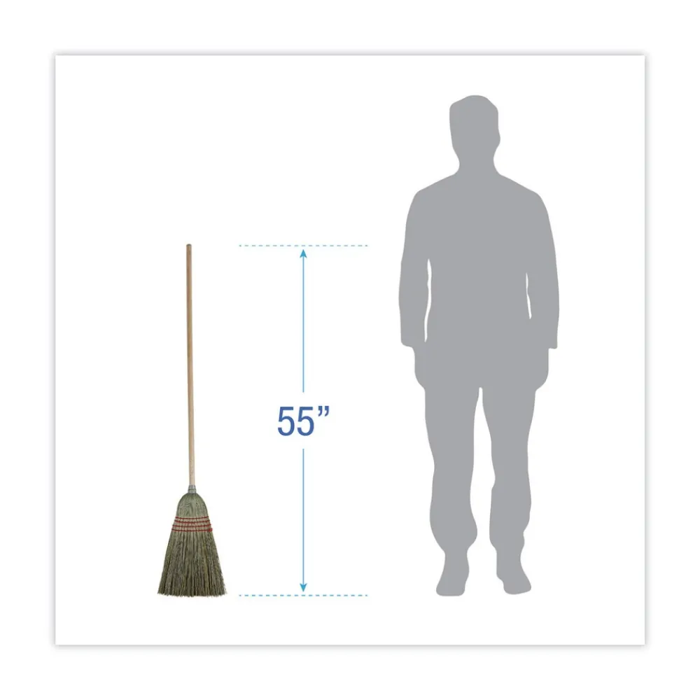 Best 55 in. Mixed Fiber Bristles Maid Broom - Natural Cleaning & Janitorial Supplies