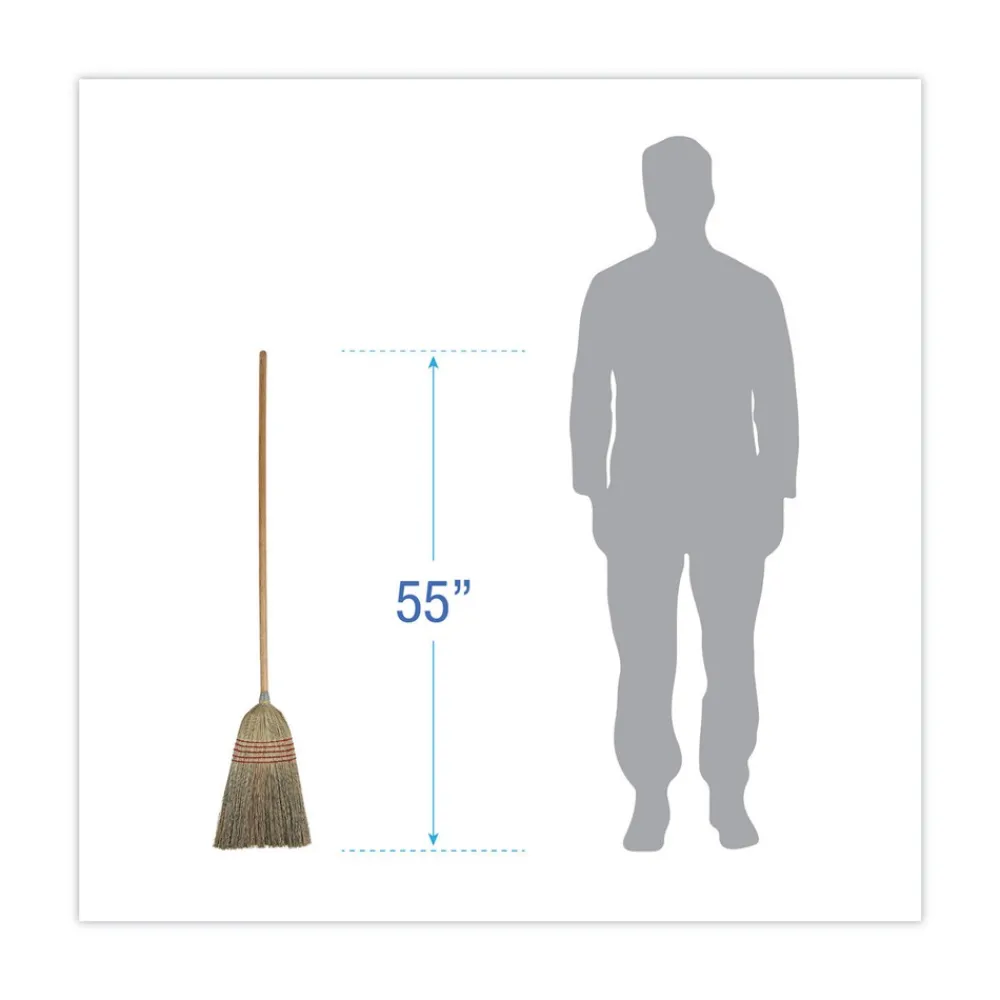 Best 55 in. Overall Length Parlor Broom with Corn Fiber Bristles - Natural Cleaning & Janitorial Supplies