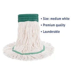 5 in. Super Loop Cotton/Synthetic Fiber Wet Mop Head - Medium, White Cleaning & Janitorial Supplies