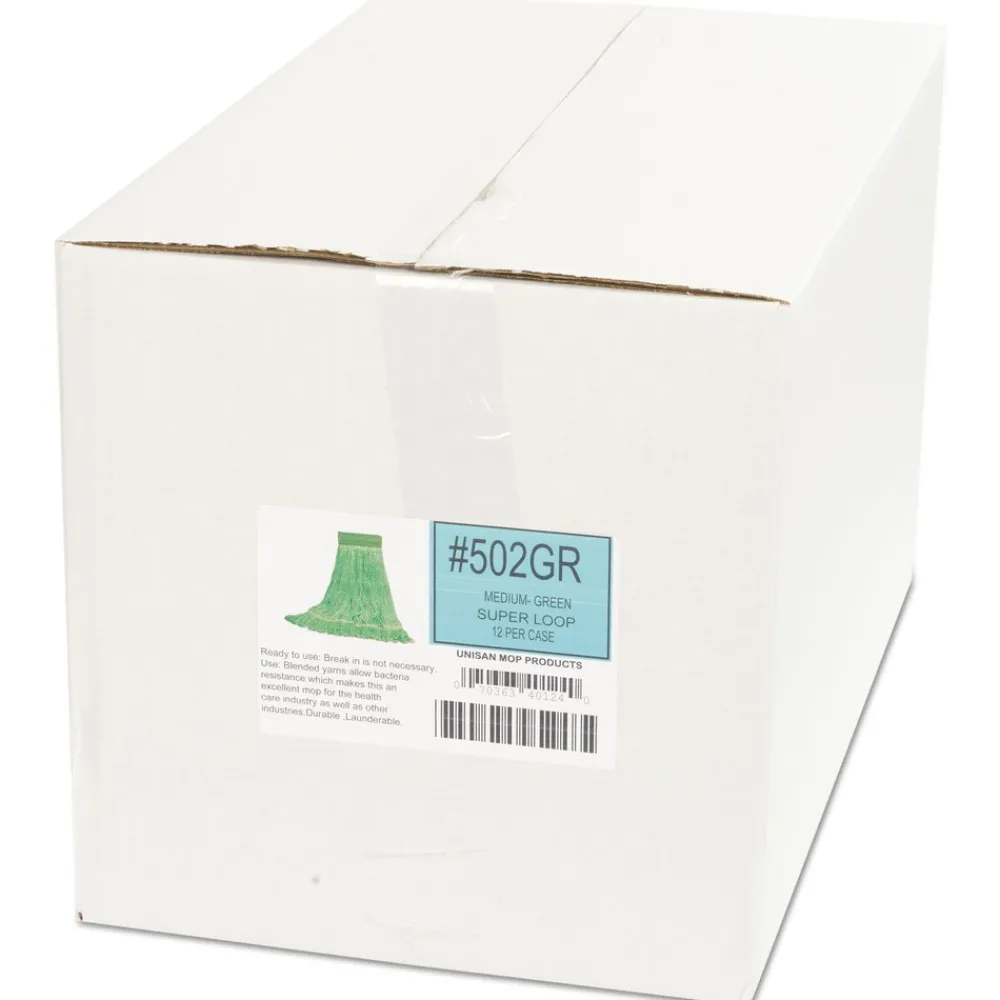 Best 5 in. Super Loop Cotton/Synthetic Fiber Wet Mop Head - Medium, Green (12/Carton) Cleaning & Janitorial Supplies