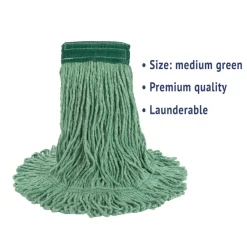 Best 5 in. Super Loop Cotton/Synthetic Fiber Wet Mop Head - Medium, Green (12/Carton) Cleaning & Janitorial Supplies