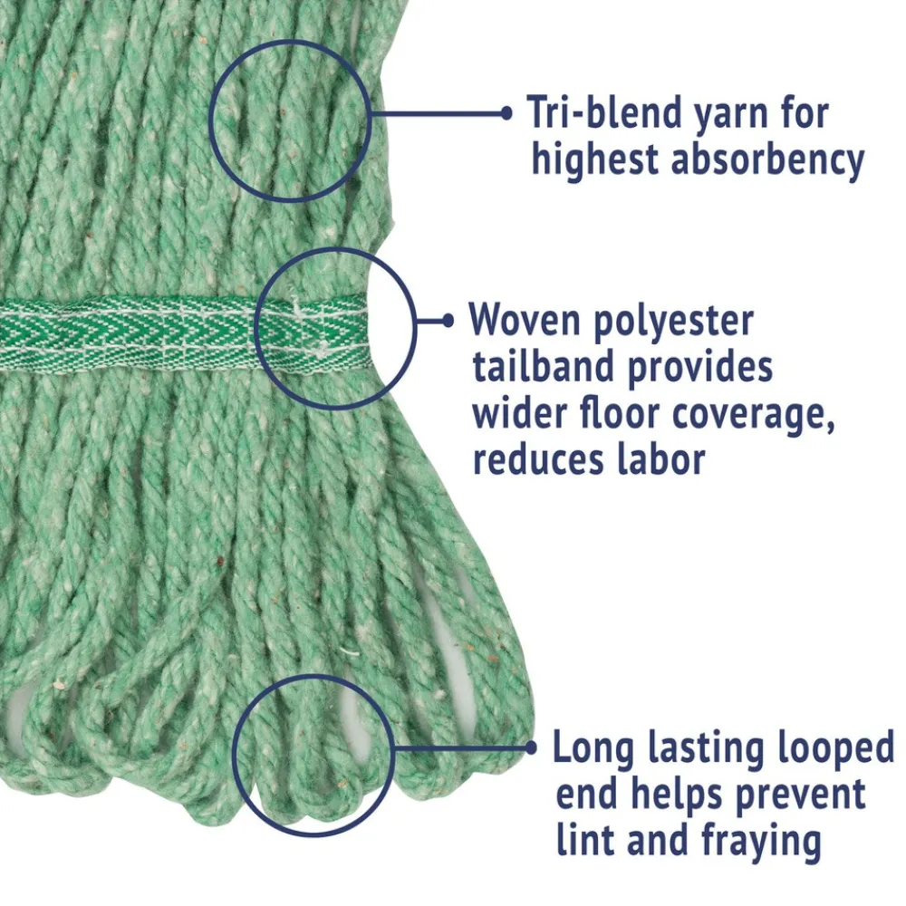 Best 5 in. Super Loop Cotton/Synthetic Fiber Wet Mop Head - Medium, Green (12/Carton) Cleaning & Janitorial Supplies