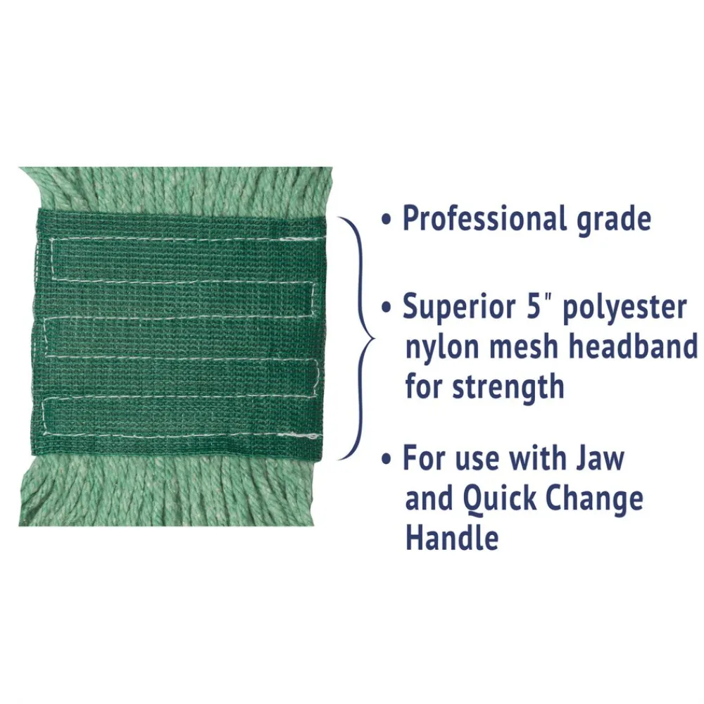 Best 5 in. Super Loop Cotton/Synthetic Fiber Wet Mop Head - Medium, Green (12/Carton) Cleaning & Janitorial Supplies