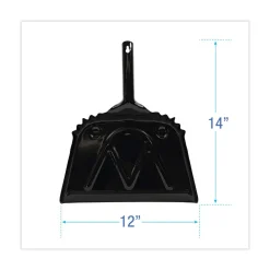 12 in. Wide Metal Dust Pan with 2 in. Handle - Black Cleaning & Janitorial Supplies