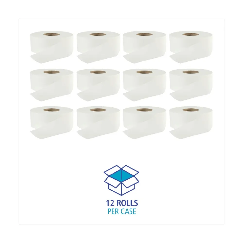 Outlet 3.2 in. x 525 ft. 2 Ply Septic Safe Jumbo Roll Bathroom Tissue - White (12/Carton) Paper & Dispensers