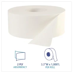 Best 3.5 in. x 1000 ft. JRT Septic Safe 2-Ply Bath Tissue - Jumbo, White (12/Carton) Paper & Dispensers|Cleaning & Janitorial Supplies