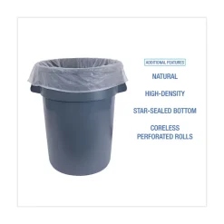Online 38 in. x 58 in. 60 gal. 14 mic High-Density Can Liners - Natural (200/Carton) Trash & Waste Bins