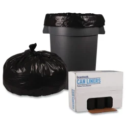 New 38 in. x 58 in. 60 gal. 1.2 mil Recycled Low-Density Polyethylene Can Liners - Black (100/Carton) Trash & Waste Bins