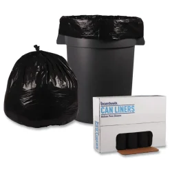 Clearance 40 in. x 46 in. 45 gal. 1.2 mil Recycled Low-Density Polyethylene Can Liners - Black (100/Carton) Trash & Waste Bins