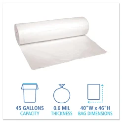 Discount 40 in. x 46 in. 45 gal. 0.6 mil Low-Density Waste Can Liners - White (100/Carton) Trash & Waste Bins