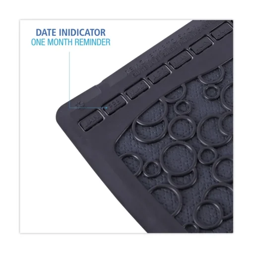 Online 17.5 in. x 20 in. 2.0 Rubber Urinal Mat - Black (6/Carton) Cleaning & Janitorial Supplies