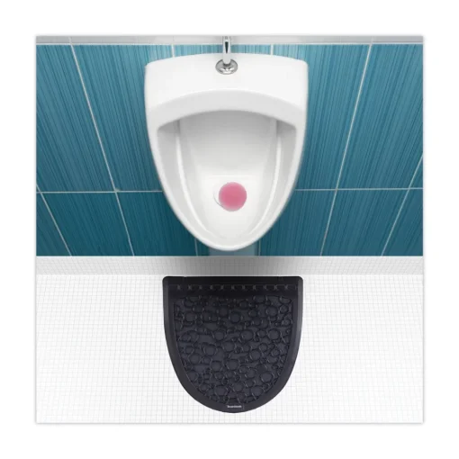 Online 17.5 in. x 20 in. 2.0 Rubber Urinal Mat - Black (6/Carton) Cleaning & Janitorial Supplies