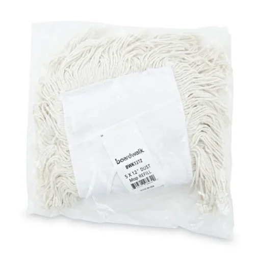 Online 12 in. x 5 in. Cotton Dust Mop Head - White Cleaning & Janitorial Supplies