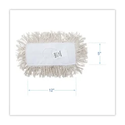 Online 12 in. x 5 in. Cotton Dust Mop Head - White Cleaning & Janitorial Supplies