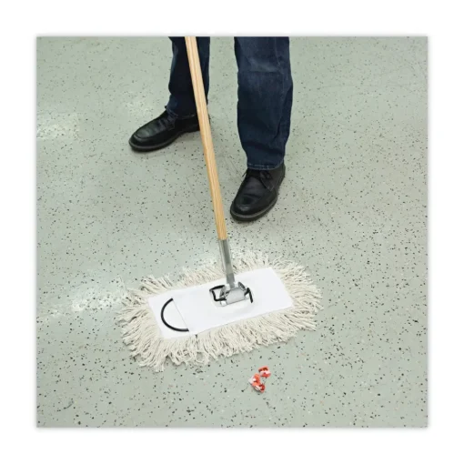 Online 12 in. x 5 in. Cotton Dust Mop Head - White Cleaning & Janitorial Supplies